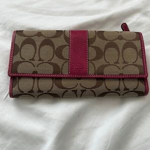 Pink and brown coach wallet
